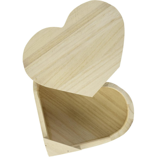 Boîte cœur en bois - A décorer et personnaliser - 15x13x4cm - Loisirs créatifs