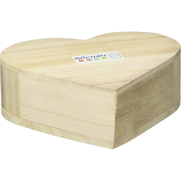 Boîte cœur en bois - A décorer et personnaliser - 15x13x4cm - Loisirs créatifs