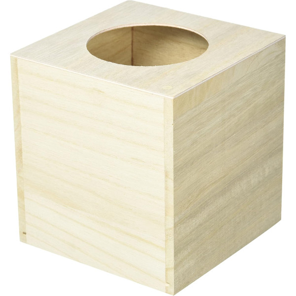 photo-Boîte à mouchoirs en bois - A décorer et personnaliser - 14x14x12cm - Loisirs créatifs
