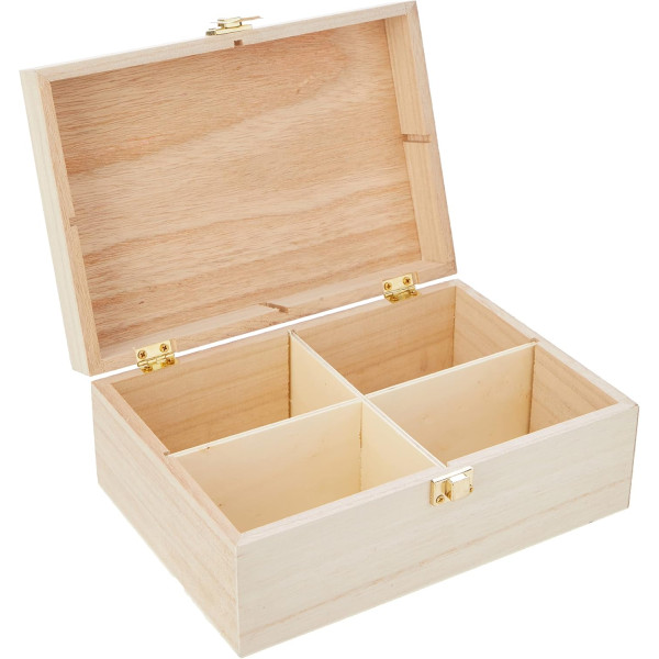 photo-Boîte à thé en bois - A décorer et personnaliser - 20x14x8cm - Loisirs créatifs