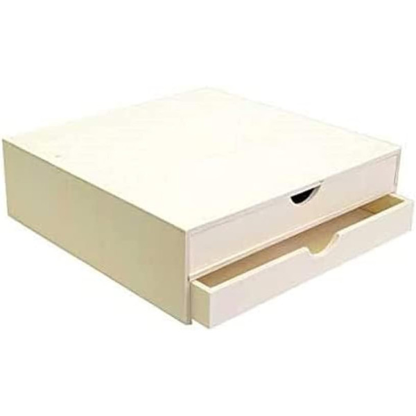 photo-Boîte à 2 tiroirs en bois - A décorer et personnaliser - 34,5x10,5x34cm - Loisirs créatifs