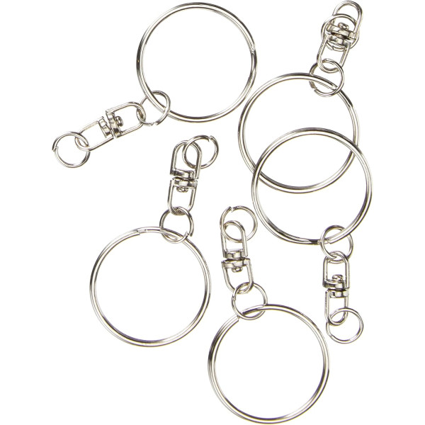Chaine et anneaux de porte-clé - Méta argent - 25mm diamètre - 10 pièces - Artemio