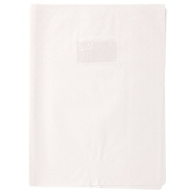 photo-Protège-cahier - Blanc - 24x32cm - Grand cahier - Plastique souple - Porte-étiquette