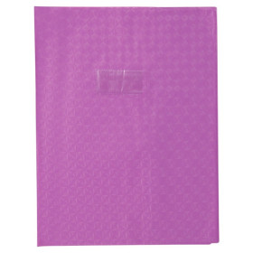 photo-Protège-cahier - Violet - 24x32cm - Grand cahier - Plastique souple - Porte-étiquette