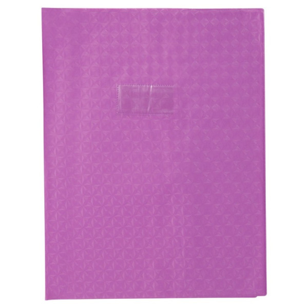 photo-Protège-cahier - Violet - 24x32cm - Grand cahier - Plastique souple - Porte-étiquette