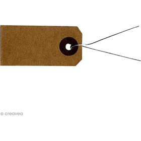 Etiquettes américaines - Kraft + fil métal - 2x4cm - 50 pièces - Cadeaux - Loisirs créatifs