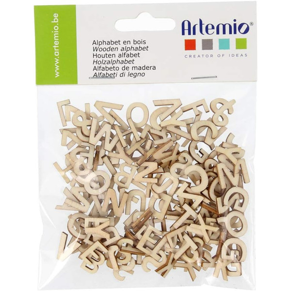 photo-Lettres de l'alphabet en bois - 13mm - 6 fois chaque lettres - Loisirs créatifs