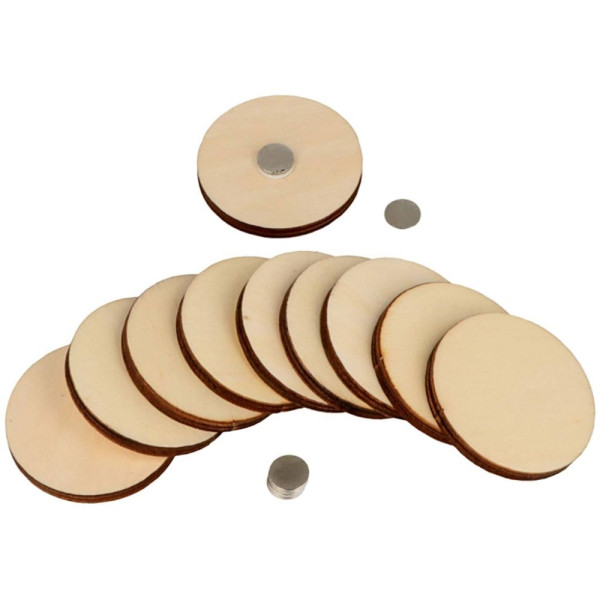 Magnets en bois - A décorer - 4,5cm diamètre - 10 pièces - Loisirs créatifs - Artemio