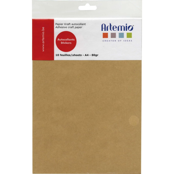 photo-Feuilles de papier kraft - Autocollant - A4 - 10 feuilles - Carterie - Loisirs créatifs - Artemio