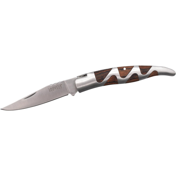 photo-Couteau - Pliant - Manche en bois de zèbre - Lame acier inox - Qualité premium - Laguiole