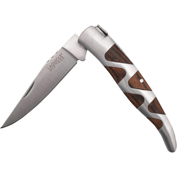 Couteau - Pliant - Manche en bois de zèbre - Lame acier inox - Qualité premium - Laguiole