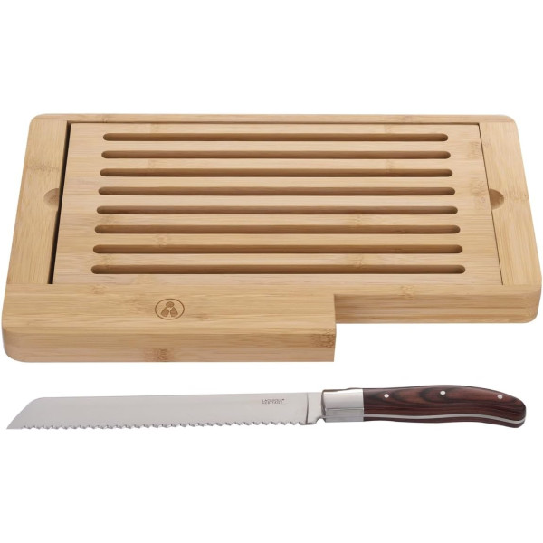 photo-Couteau à pain avec planche en bois - Lame dentelée - Laguiole Héritage - Cadeau