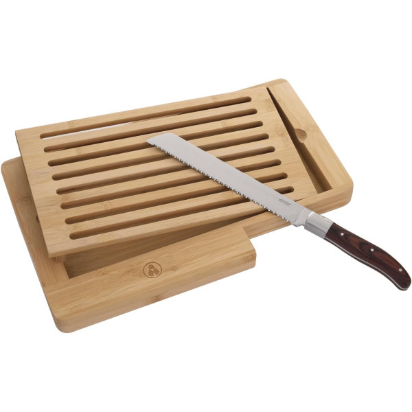 Couteau à pain avec planche en bois - Lame dentelée - Laguiole Héritage - Cadeau