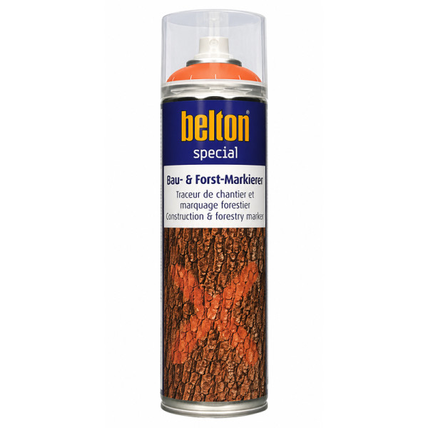 photo-Bombe de peinture - Marquage - Orange signalisation - Chantiers, forêts, sols - Belton Special - 500ml