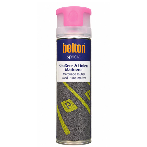 photo-Bombe de peinture - Marquage routier - Rouge néon - Asphalte, béton, parkings - Belton Special - 500ml