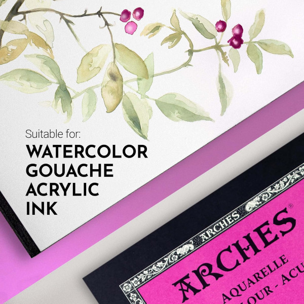 Bloc - Aquarelle - 26x36cm - 300g - 12 feuilles - Grain satiné - Arches