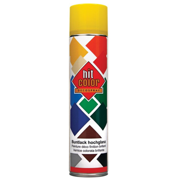 photo-Bombe de peinture - Jaune colza - RAL 1021 - Brillant - Décoration - Tous supports - Hit Color - 600ml