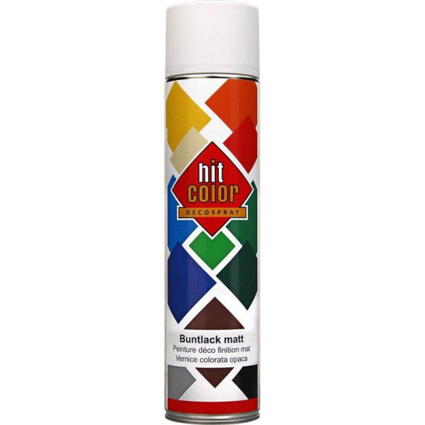 photo-Bombe de peinture - Blanc - RAL 9010 - Brillant - Décoration - Tous supports - Hit Color - 600ml