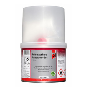 photo-Kit de réparation polyester - Carrosserie - Fibre + durcisseur inclus - Auto-K - 500g