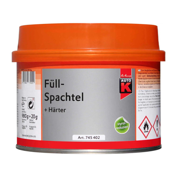 photo-Mastic de rebouchage - Remplissage - Bi-composant - Durcisseur inclus - Auto-K - 1kg