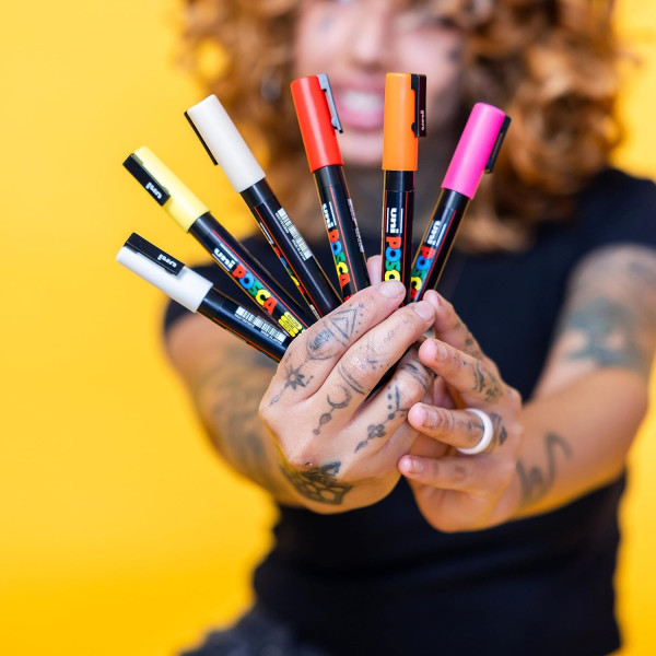 Feutres - POSCA - PC-1MR - Pointe extra-fine - 8 couleurs pastel - Tous supports