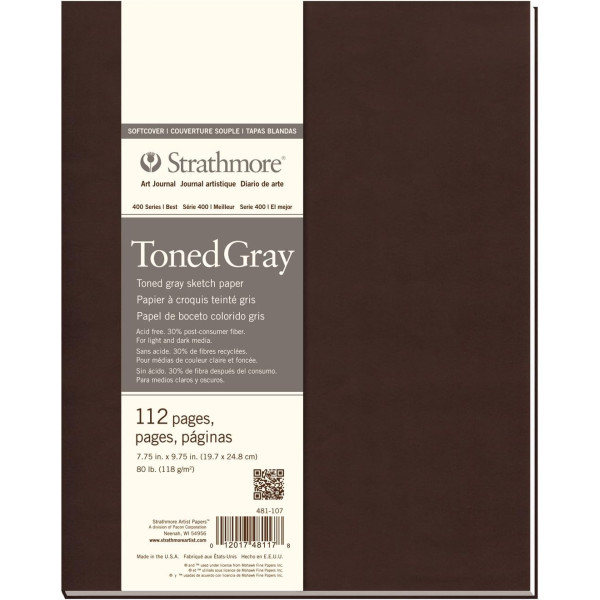 photo-Carnet - Croquis - Dessin - 19,6x24,7cm - 56 feuilles - Papier tons gris - 118g - Strathome