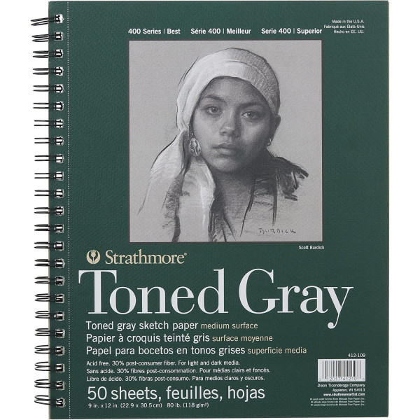 photo-Carnet - Croquis - Dessin - 22,8x30,5cm - 50 feuilles - Papier tons gris - 118g - Strathome