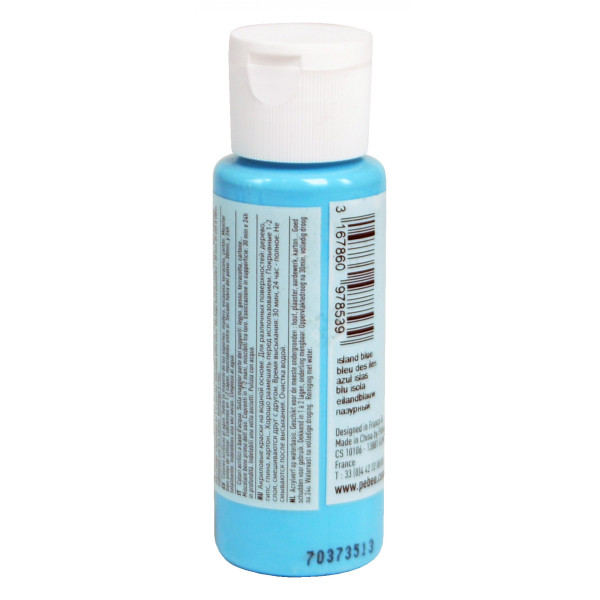 Peinture acrylique - Bleu des îles - Brillant - Fluide - Tous supports - Loisirs créatifs - Pébéo - 59ml