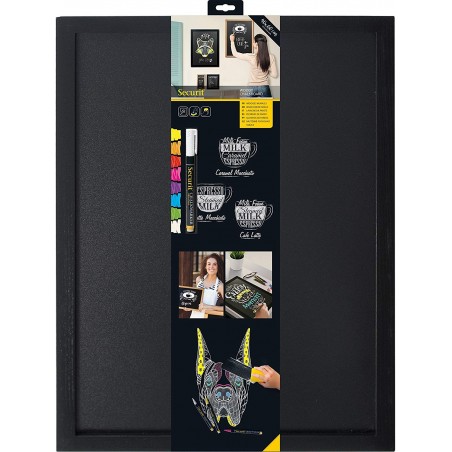 Tableau Mural Ardoise Noire/Bois 40X60Cm pas cher