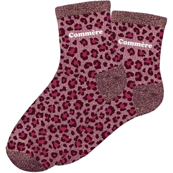 photo-Chaussettes - Femme - Motif léopard avec paillettes - Commère - Taille 36/42 - Humour - Cadeau