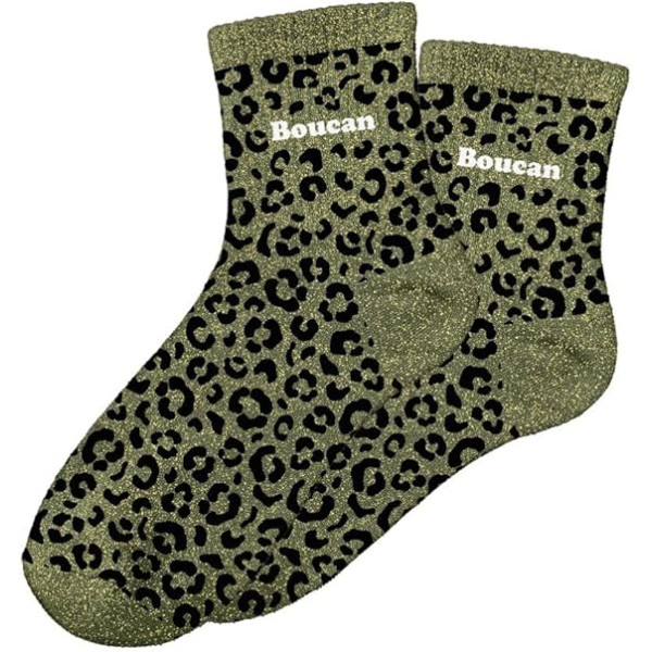 photo-Chaussettes - Femme - Motif léopard avec paillettes - Boucan - Taille 36/42 - Humour - Cadeau