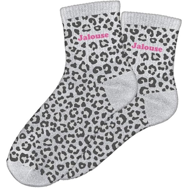 photo-Chaussettes - Femme - Motif léopard avec paillettes - Jalouse - Taille 36/42 - Humour - Cadeau
