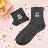 Chaussettes - Femme - Noir avec paillettes - Dog Mum - Taille 36/42 - Humour - Cadeau