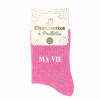 photo-Chaussettes - Femme - Rose avec paillettes - Ma vie - Taille 36/42 - Humour - Cadeau