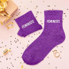 Chaussettes - Femme - Violet avec paillettes - Féministe - Taille 36/42 - Humour - Cadeau