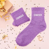 Chaussettes - Femme - Violet avec paillettes - Charger - Taille 36/42 - Humour - Cadeau