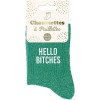 PHOTO-Chaussettes - Femme - Vert avec paillettes - Hello Bitches - Taille 36/42 - Humour - Cadeau