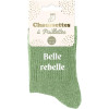 photo-Chaussettes - Femme - Vert avec paillettes - Belle rebelle - Taille 36/42 - Humour - Cadeau