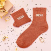 Chaussettes - Femme - Orange avec paillettes - Trésor - Taille 36/42 - Humour - Cadeau
