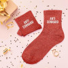 Chaussettes - Femme - Rouge avec paillettes - Anti connard - Taille 36/42 - Humour - Cadeau