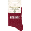 photo-Chaussettes - Femme - Bordeaux avec paillettes - Patronne - Taille 36/42 - Humour - Cadeau