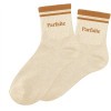 photo-Chaussettes - Femme - Beige avec paillettes avec bandes marron - Parfaite - Taille 36/42