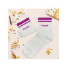 Chaussettes - Femme - Blanc avec paillettes avec bandes violet - Fêtarde  - Taille 36/42