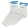 photo-Chaussettes - Femme - Blanc avec paillettes avec bandes bleu - Rêveuse  - Taille 36/42