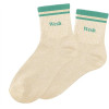 photo-Chaussettes - Femme - Blanc avec paillettes avec bandes vert - Wesh - Taille 36/42