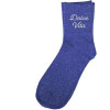 photo-Chaussettes - Femme - Bleu avec paillettes - Brodées - Dolce vita - Taille 36/42 - Humour - Cadeau