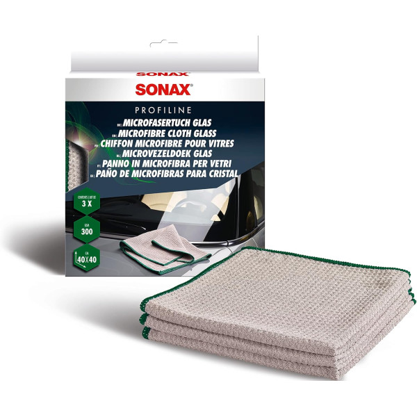 photo-Chiffons en microfibres - Spécial vitres - Très absorbant - Non pelucheux - 3 pièces - Sonax