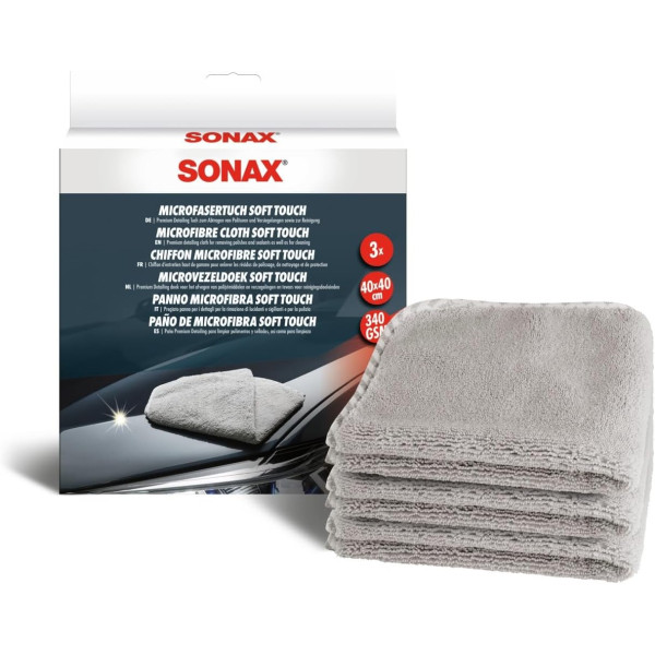 photo-Chiffons - Microfibre - Très doux - Carrosserie - Intérieur auto - 3 pièces - Sonax