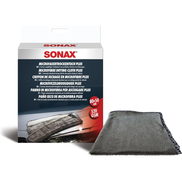 photo-Chiffon - Microfibre - Extrêmement absorbante - Pour le séchage - Carrosserie - Sonax