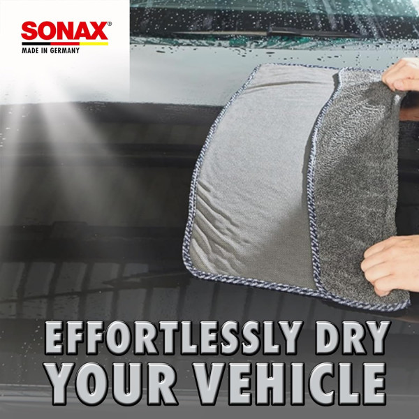 Chiffon - Microfibre - Extrêmement absorbante - Pour le séchage - Carrosserie - Sonax